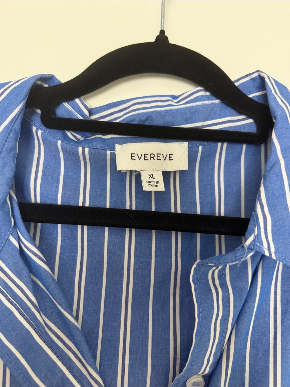 Evereve Blue and White Vertical Stripe Button-Up Shirt Dress - Picture 2 of 3